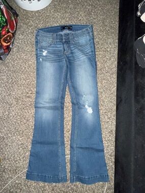 Hollister Medium Blue Distressed Flare Jeans